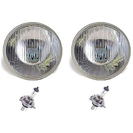 OCTANE LIGHTING 7" Halogen 6V Glass Semi Sealed Beam Headlight Headlamp Bulbs H4 6 Volt Pair New