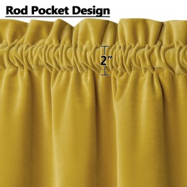 CAROMIO Boho Tassels Soft Luxury Room Darkening Velvet Window Valance Curtains for Bedroom Living Room, Yellow, 52 x 15 Inch
