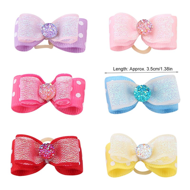 30pcs Shinning Rhinestone Bow Pattern Elastic Hair Rope Hair Band