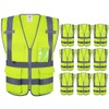 Dazonity High Visibility Safety Vest with Multi Pockets and Zipper,