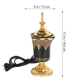 HOMSFOU Electric Incense Burner Oud Frankincense Incense Holder Vintage Arabic Censer Burner for Home Office Yoga Spa Aroma Ornament (US Plug) Black