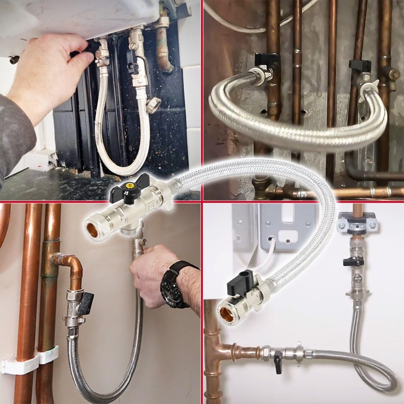 SPARES2GO Combi Boiler Filling Loop Straight Part L Compliant Central