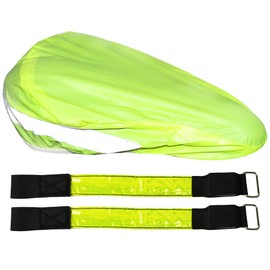 com-four® 3-piece bicycle reflector set with saddle protection cover and LED strips with reflector strips (3-piece bicycle reflector set)