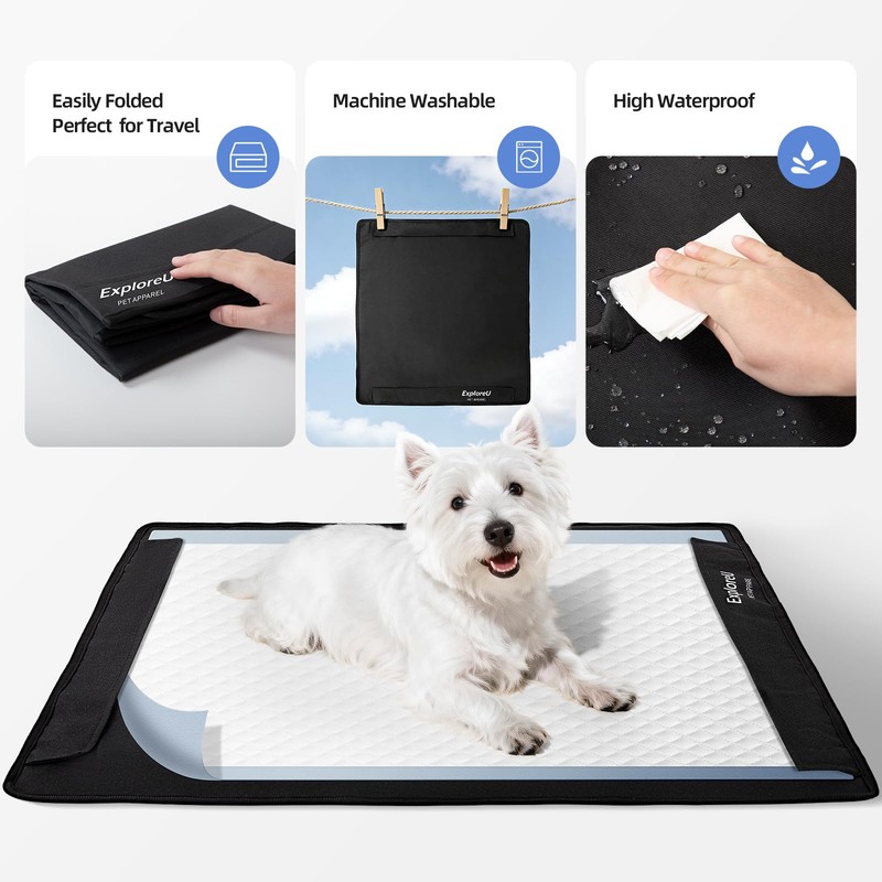 Pee Pad Holder,Folded Non-Slip for Potty Tray with Magnetic Lock,M:24"x28"