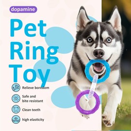Rubber 3-Ring Tug Dog Toy, Dogs Chew Toy for Aggressive Chewers Flying Discs for Small Medium Breeds Training Ring, Floating Dog Ring Toys for Throwing Catching Flying Lightweight Puppy Toy (Blue)