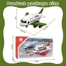VUYIKOEN DIY Children's Airplane Toy Set Large Model can Receive Plastic air Plane Inertia Cars, Airplane Toys for Kids,Cars and Trucks, Birthday Party Gifts Military Green.
