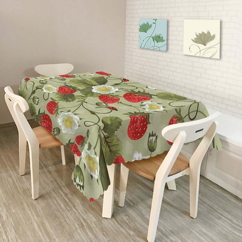 Walmsco Tablecloth Red Strawberry Ladybug Decor For Dining Room Kitchen