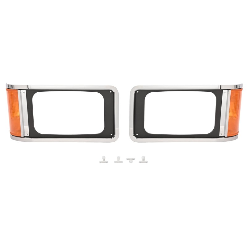 HECASA Headlight Bezels Compatible with 1990-2017 Mack CH613 SFA Hood