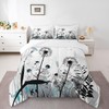 Castle Fairy Dandelion 3 Pcs Queen Size Comforter Set,Dragonfly Flowers