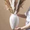 White Ceramic Vase for Pampas Grass, 9.2 Inch Wavy Textured