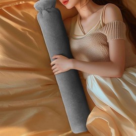 Large capacity long-term warmth velvet cover long compress pack 1L water bag hot water pack portable thermal insulation Gray 1 liter