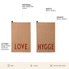 Design Letters Lieblings Set of 2 Tea Towels, 60 x 40 cm, 100% Organic Cotton Tea Towels, Dishcloths, Kitchen Towels with Oeko-Tex Certified, Soft, Absorbent and Dries Quickly