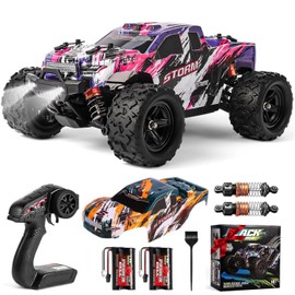 CurioToy 1:18 Scale RC Cars for Adults, 40KM/H Fast RC Cars 2.4Ghz Remote Control Car, 4X4 Off-Road Waterproof Monster RC Truck, Remote Control Truck with 2 Shells and 2 Rechargeable Batteries