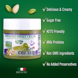 SICANIA Premium Pistachio Protein Sweet Cream, 7.05 oz (200g) - 100% Italian Made - Guilt-Free Indulgence - Gluten-Free, Non-GMO, Palm Oil Free & Sugar Free - Gourmet Spread for Desserts, Pastries & More