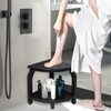 KingPavonini Bamboo Corner Shower Stool for Shaving Legs Foot Rest,