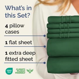 CGK Unlimited Extra Deep Cal King Sheet Set - 6 Piece Breathable & Cooling Sheets - Hotel Luxury Bedding Set 18-24 Inch Extra Deep Pockets - Easy Fit, Super Soft, Wrinkle Free & Comfy - Emerald Green, Cal King Size