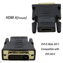 Kyper USKyper-3488 2 Pack Gold Plated Full HD 1080P Bidirectional HDMI Female to DVI D Male Converter Adapter for TV Laptop Desktop and Monitor (2, Black)