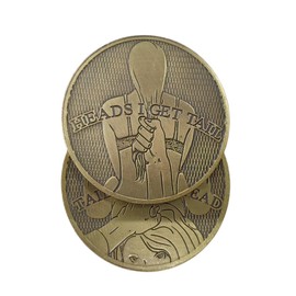 2 PCS Lucky Coin Heads I Get Tail Tails I Get Head 3D Double Side Flip Toss Coin Funny Prank Gifts Coins