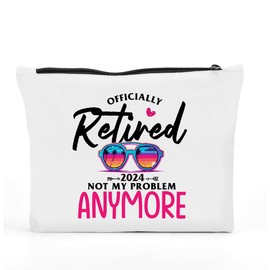 FBCCZEY Retirement Gifts Makeup Bag, Funny Retirement Gifts for Women 2024, Happy Retirement Gifts, Retired Gifts for Women, Officially Retired 2024 Cosmetic Bag, Coworker Leaving Gifts for Women