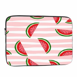 Nicokee Laptop Sleeve Bag 15.4 15.6 Inch,Watermelon Fruit Pink and White Stripe Protective Polyester Computer Cases Laptop Cover Briefcase Bag Tablet Travel Cover