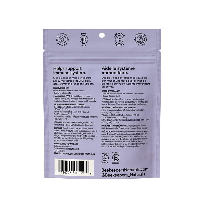 Soothing Honey Elderberry Cough Drops by Beekeeper's Naturals - Immune