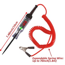 Yeanifeana Digital LED Circuit Tester, 3-90V Automotive Test Light with Voltage Display, Bidirectional Electrical Tester with Long Probe for Cars, Trucks & RV Fuse Testing