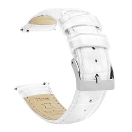 BARTON WATCH BANDS, 12mm White - Alligator Grain - Quick Release Leather Watch Bands