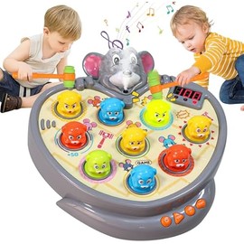 Whack a Mole Game, Hammer Toys, 3+ Year Old Boy Birthday Gift, 5 Game Modes, 9 Music & Light Interactive Educational Early Learning Toddler Toy with 2 Hammers