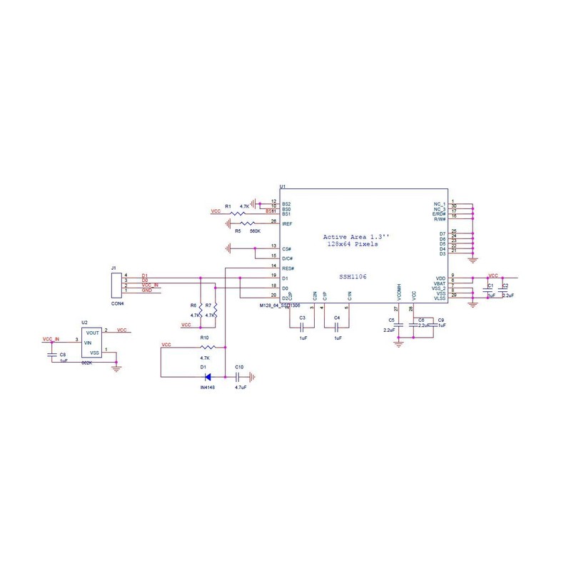 Hailege 1.3" SSH1106 IIC I2C OLED LCD Display 128x64 OLED