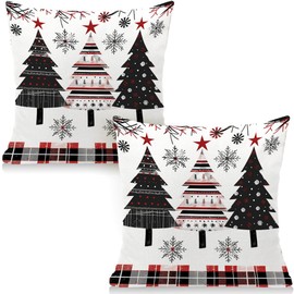Cirzone Christmas Cushion Cover, 45 x 45 cm, Set of 2, Christmas Tree Christmas Cushion, Christmas Decor Cushion, Christmas Cushion Cover, Christmas Decoration for Home, Sofa, Bedroom