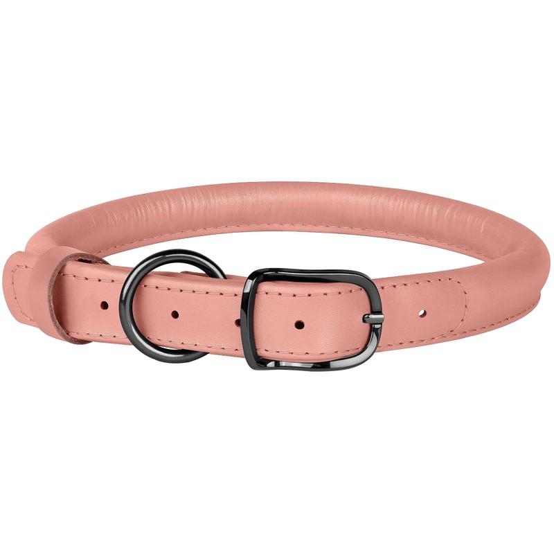 BUDKAS Rolled Leather Dog Collar for Small Medium Large Dogs