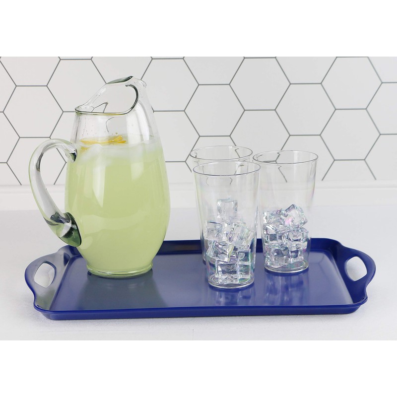 Reston Lloyd Calypso Basics Melamine Serving Ottoman Tray with Handles,