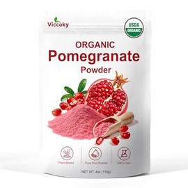 Organic Pomegranate Powder, Pure Pomegranate Juice Powder, Non GMO, Gluten Free, Vegan Superfood for Smoothies, Drinks, Yogurt & Baking, 4oz (114g)