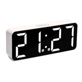 Justmetr Digital Alarm Clock, LED Clock for Bedroom, Dual Alarm Clock Bedside Clock, Adjust Brightness &Snooze Time, 12/24Hr, Temperature and Date for Bedroom White