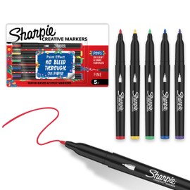 Sharpie Creative Markers, Water-Based Acrylic Paint Markers, Fine Tip, Assorted, 5 Count