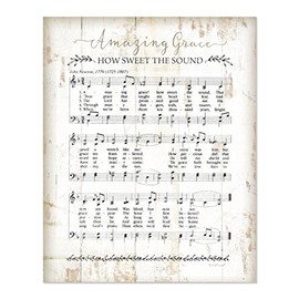 Amazing Grace Sheet Music Rustic Wood Wall Sign (12x15)