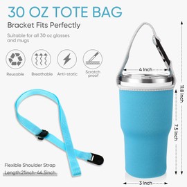 30oz Tumbler Carrier Holder Pouch with Shoulder Strap Reusable Cup Holder Pouch Neoprene Insulator Cup Sleeve Cover Holder Drinks Sleeve Holder