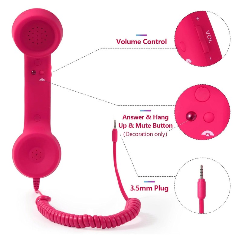 Heayzoki Cell Phone Handset, Retro 3.5mm Telephone Handset Cell Phone