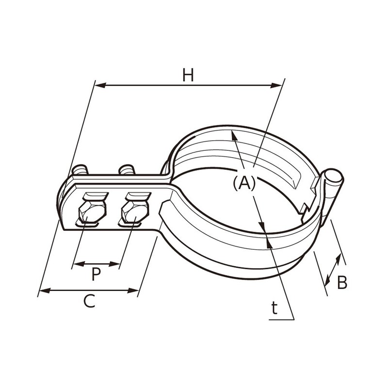 Nichiei Intec N-010204-080 Stainless Steel Hinged Standing Band with BN,