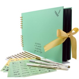 Scrapbook Kit - 80 Pages Photo Album - Scrapbooking Picture Album - Craft Paper DIY Memory Book, Wedding Guestbook, Travel Scrapbook or Anniversary Photo Book - Light Green by dreamlify