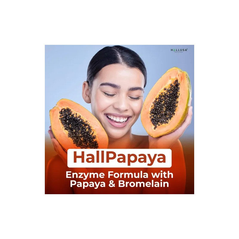 Hallusa Papaya Enzyme Enzimas Digestivas 60 Tabletas