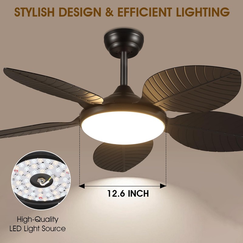 Wiviniya Ceiling Fans with Lights and Remote/APP Control, 48 Inch