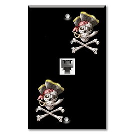 Art Plates - One Port RJ11 - Telephone decorative printed keystone style wall plate. CAT3 - RJ12 Female to Female phone jack. Works for phones, fax, ect. - Pirate