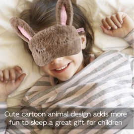 VerteLife Sleep Mask Cute Bunny Eye Masks 3D Cartoon Animal Eyeshade for Sleeping, Soft Plush Blindfold Novelty Travel Eye Cover for Children Adult (Bunny Ear,Brown)