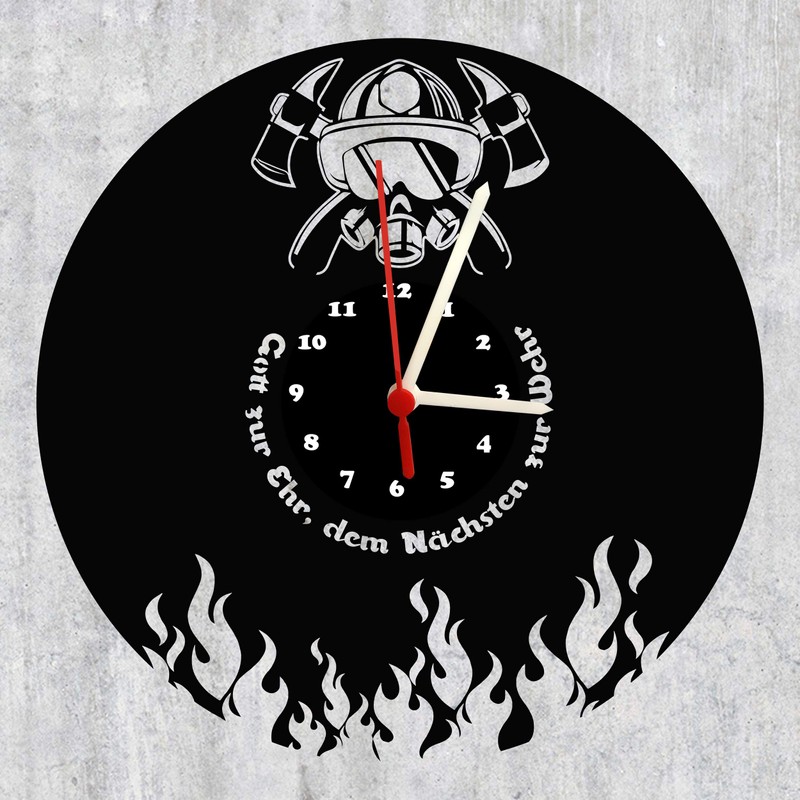 bigcopy e.K. Wall Clock, Fire Brigade Design, Black Dial, High-Quality