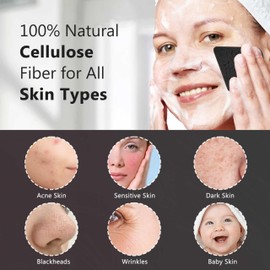 60-Count Face Sponges for Cleansing - Compressed Sponges Facial, 100% Natural Cosmetic Spa Sponges for Facial Cleansing, Exfoliating Mask (Triangle, Black）