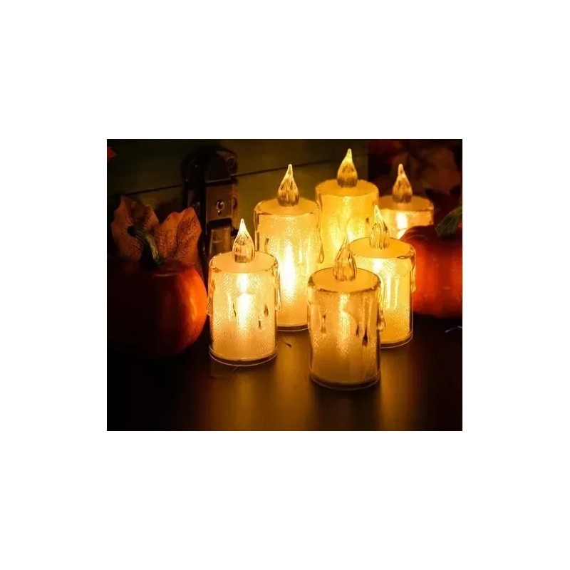 VELA PARPADEANTE 48 Velas Led Decorativas Lagrimas Transparentes Fiesta