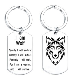 Nfyxcaz Inspiration Gifts I am A Wolf Animal keyring Animal keychain Wolf Jewellery Wild animals Keyring for Husband Him Boys Gifts Birthday Christmas Graduation Gifts (I am Wolf)