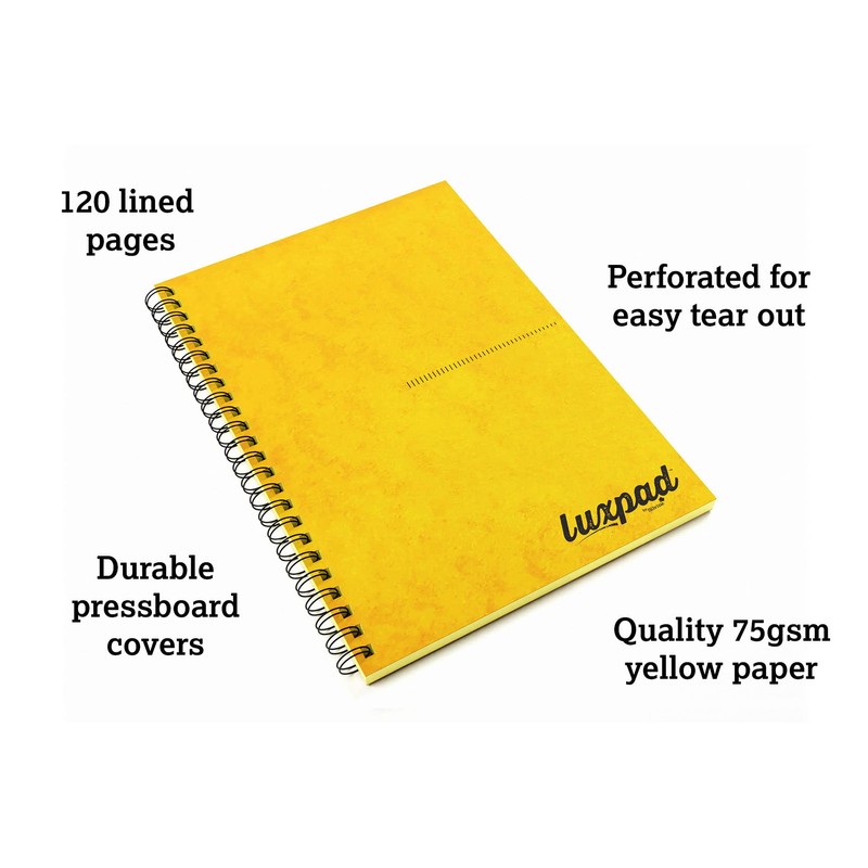 Silvine Luxpad A5 Memory Aid Yellow Paper Notebook - Lined