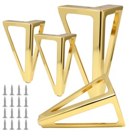 Opfiue 6 inch Heavy Duty Metal Furniture Sofa Legs, Sturdy Mid-Century Modern Style Replacement Legs for Cabinet/Dresser/Table (Gold 1,4 Pcs)